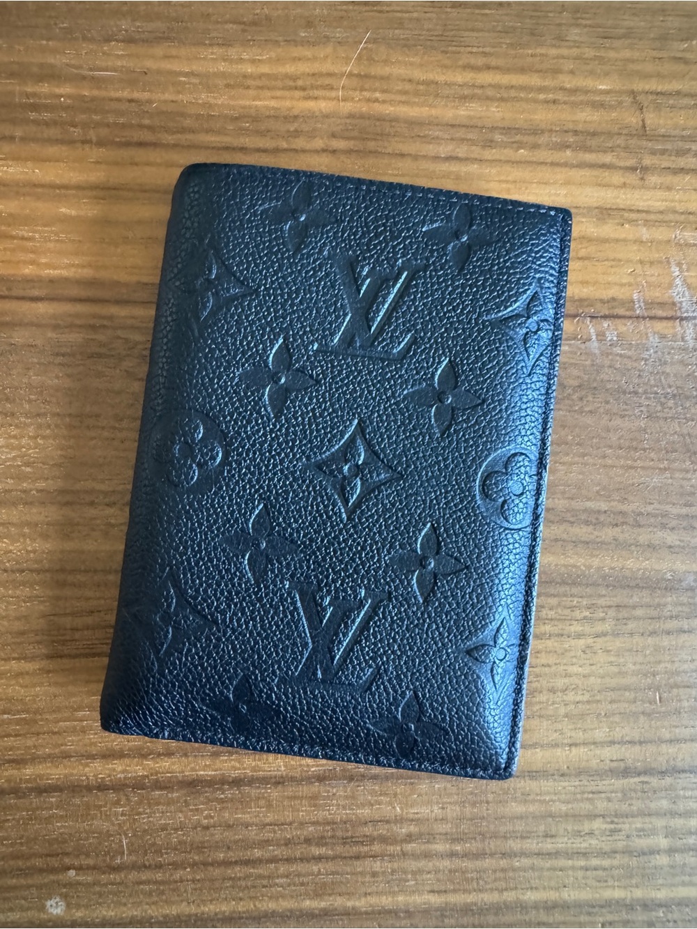 Louis Vuitton Black Embossed Monogram Passport Wallet